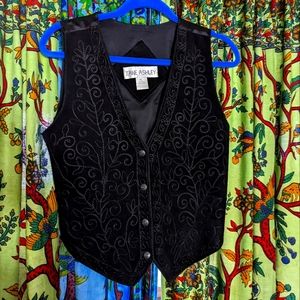 Jane Ashley Petite Black Large Suede Leather Vest